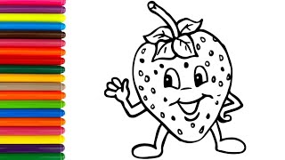 How to Draw and Color Easy a Cute Strawberry Basket 🍓🌈 Drawing For Kids and Toddlers 🍓🌈 #021 🍓🌈🧺