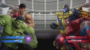 Hulk and RYU vs Spider-man and Thanos - MARVEL VS. CAPCOM: INFINITE