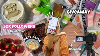 VLOG: 50k Celebration, Giveaway, Made Pasta, Shooting & Ramadan✨