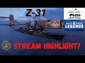 Z31 1st ever match  stream highlight  world of warships legends ps5 xbox series sx  kraken