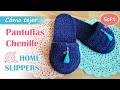 [ENG Sub] How to crochet House Slippers - Pantuflas Chenille cómodas a crochet - Chinelas