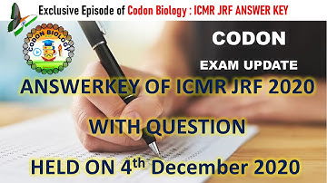 ICMR JRF 2020 ANSWER KEY WITH QUESTION
