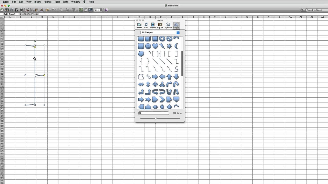 Create A Bracket Shape In Excel YouTube Create A Bracket Shape In Excel YouTube