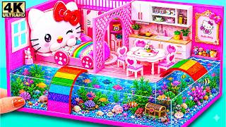 😻💦Amazing Make Hello Kitty House with Water Slide and Rainbow Aquarium🌈🐠| DIY Miniature House💖