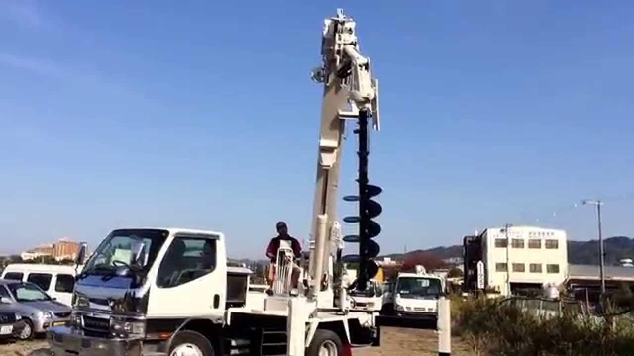 穴掘建柱車 アイチ D50a 作動確認動画 ブーム オーガ Youtube