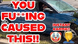 Karen CRASHES CAR After FREAKOUT AT 1A AUDITOR!! 🔥INSTANT KARMA🔥