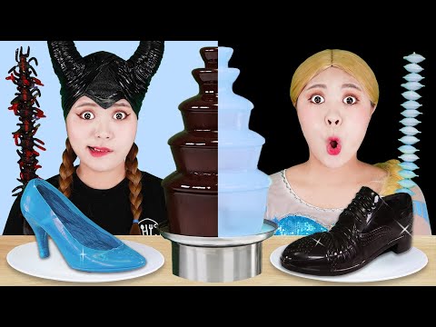   Blue Food Vs Black Food CHOCOLATE FONDUE CHALLENGE 하이유의 파란색 검정색 초콜릿 퐁듀 챌린지 HIU 하이유