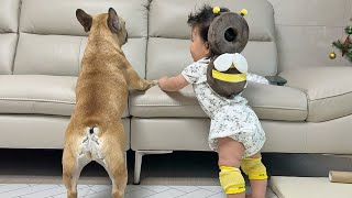 My Dog Teaches Our Baby How to Crawl and Stand **MUST WATCH