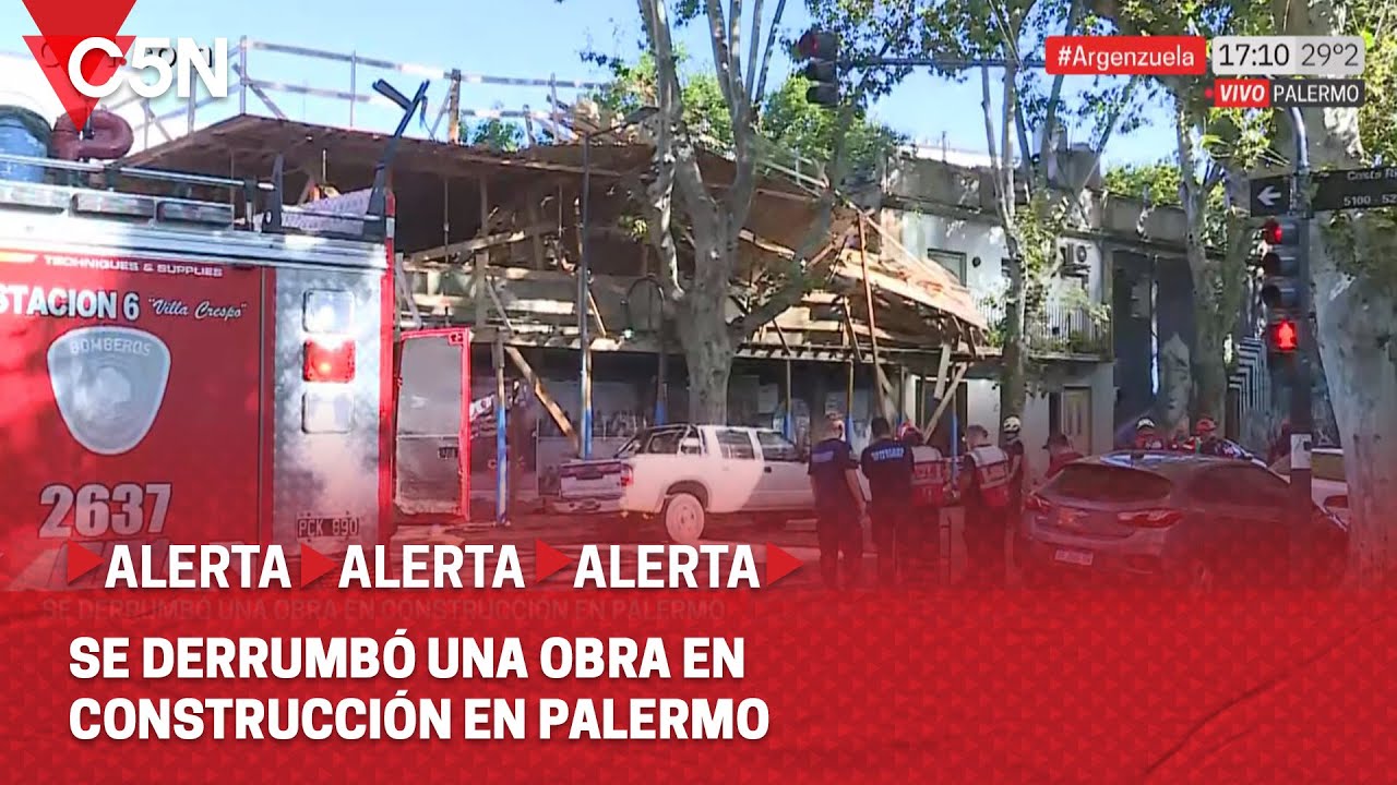 Se DERRUMBÓ una OBRA en CONSTRUCCIÓN en PALERMO: hay DOS MUERTOS y GENTE ATRAPADA