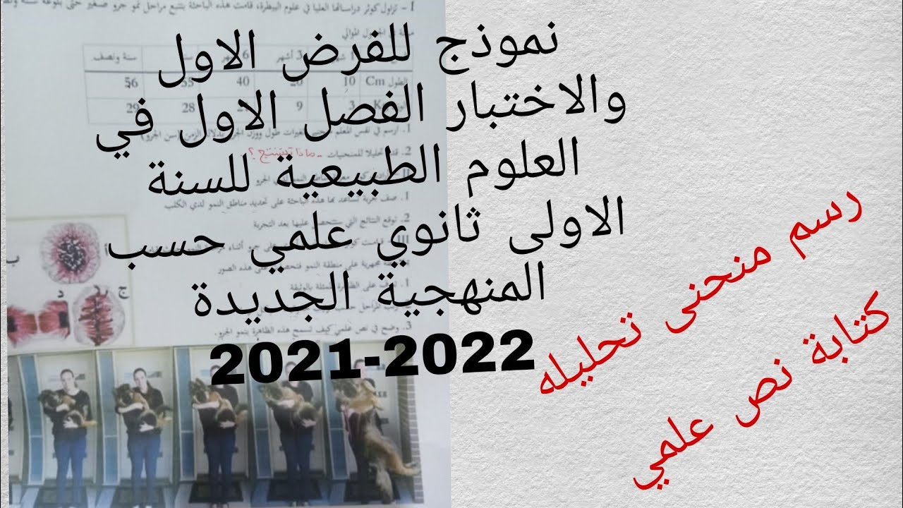 نموذج للفرض الاول والاختبار الفصل الاول في العلوم الطبيعية للسنة الاولى ثانوي علمي