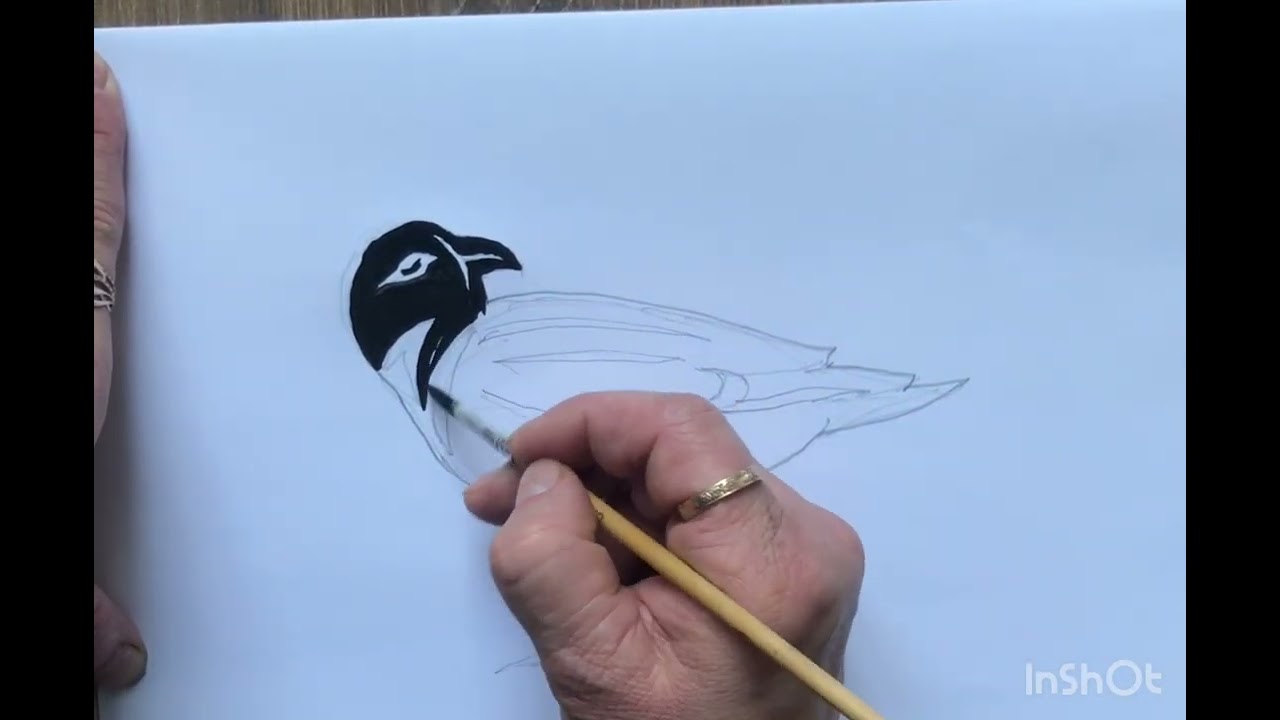 Вчимось малювати пташку в техніці гризайль