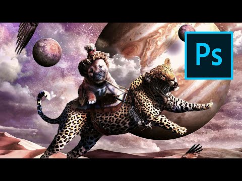 Photoshop Collage Tutorial: Digital Art: Dog Riding Cheetah In Space