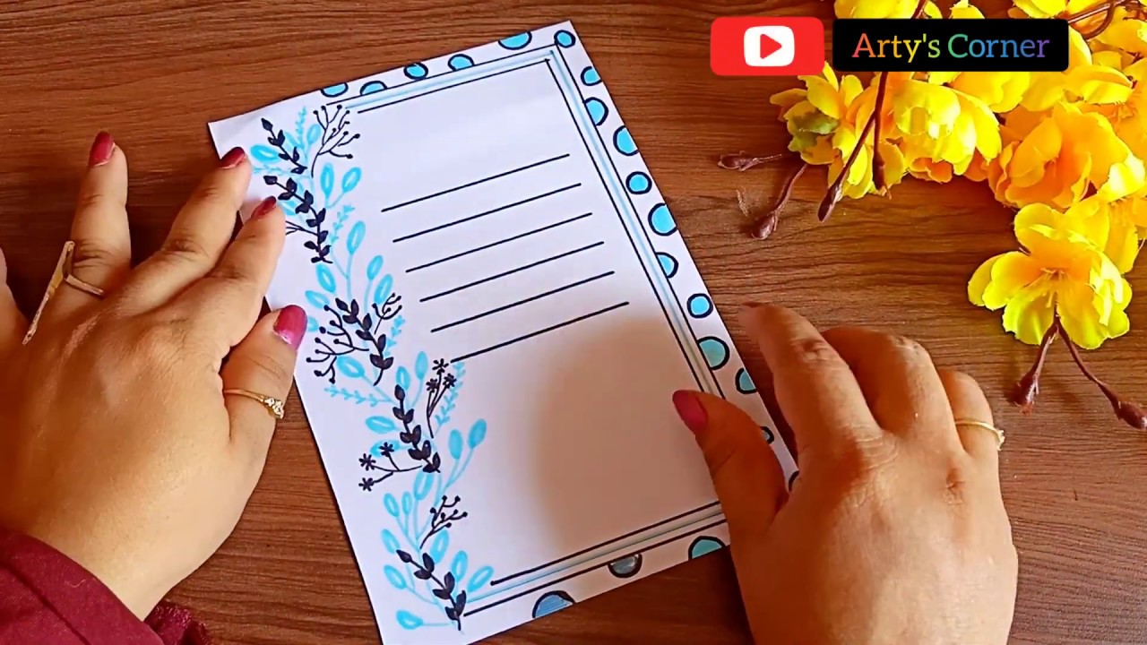 Easy Border Design on Paper | Designs for Front Page | Border for ...