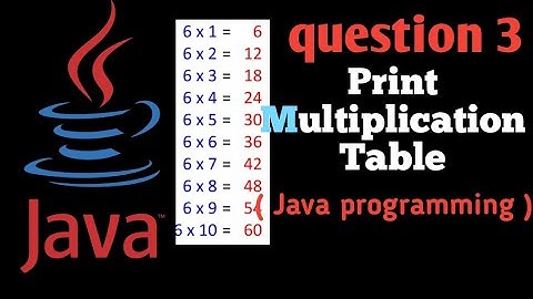 program to print multiplication table | number entered by user | java program