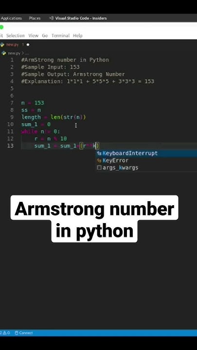 Armstrong number in python #python #pythonprogramming #programmingmonk ...