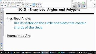 Lesson #7 10.3 Day 1 Notes - Inscribed Angles video