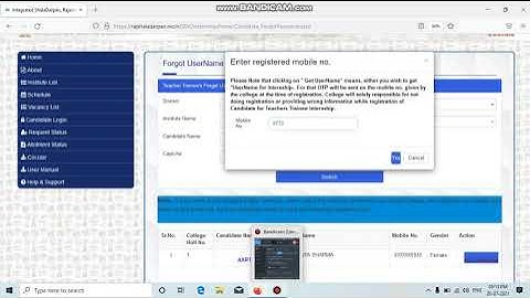 Internship Search Username and Forgot Passward for b.ed students  in Rajasthan 2021