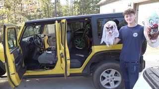 Back to dirt bike races for Halloween! Nate fit the dirt bike in his Jeep! Nates first roadtrip!!