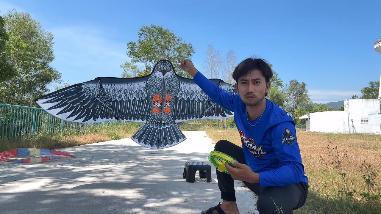 เอาใหม่ ว่าวนกอินทรีย์ยักษ์ ขึ้นสูงบนต้นไม้