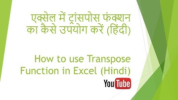 How to use Transpose function in Excel (Hindi) | Learning Rocs