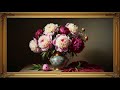 Peonies Floral Painting Ambient TV Art — Relaxing Classical Still Life Screensaver | 3 Hours 4K