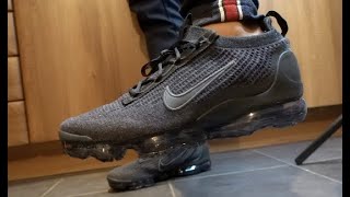 NIKE AIR VAPORMAX FLYKNIT 2021 ON FEET SNEAKER REVIEW AND UNBOXING (ALL BLACK)
