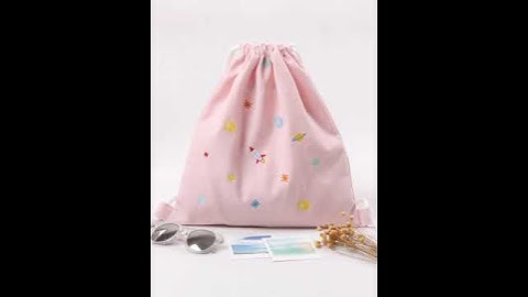Embroidered canvas shoulder bag DrawString bag.avi