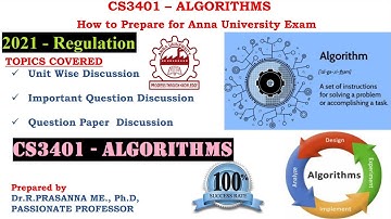 Anna University Exam Preparations- CS3401 Algorithms Important Questions