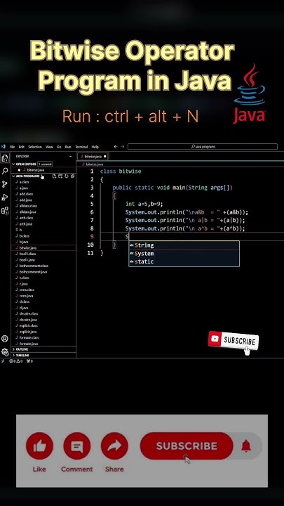 bitwise operator program in Java #shorts#youtube #ytshorts #trending # ...