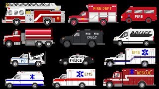 Emergency Vehicles 2 - Rescue Trucks - Fire Police Ambulance - The Kids Picture Show