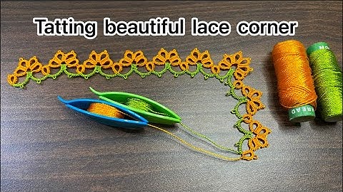 Tatting beautiful lace pattern with corner ❤️shuttle tatting tutorial.