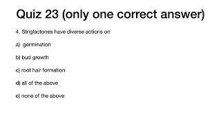 Plant Physiology: Lecture 23: Quiz
