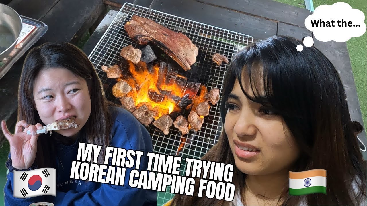 Выживу ли я? Индийская девушка бросает вызов корейской еде в походе_Индийская жена отправляется в...