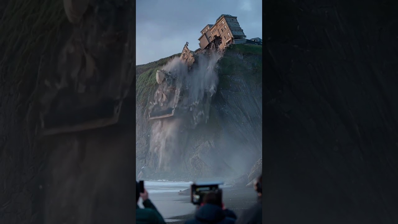 An epic collapse of an ancient castle perched on a cliff at the very edge of the world 🌎