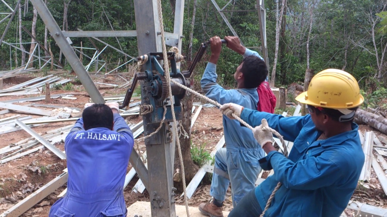 Erection tower sutet 275kv menaikkan gimpol YouTube