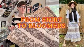 How to turn a skirt into bloomers with French Seams - #upcycledclothes