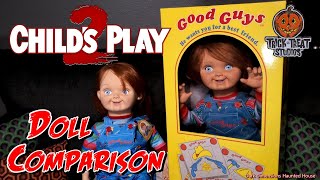 Child's Play NEW Plush Doll VS. Chucky Trick or Treat Studios Good Guy Doll Replica Comparison Video