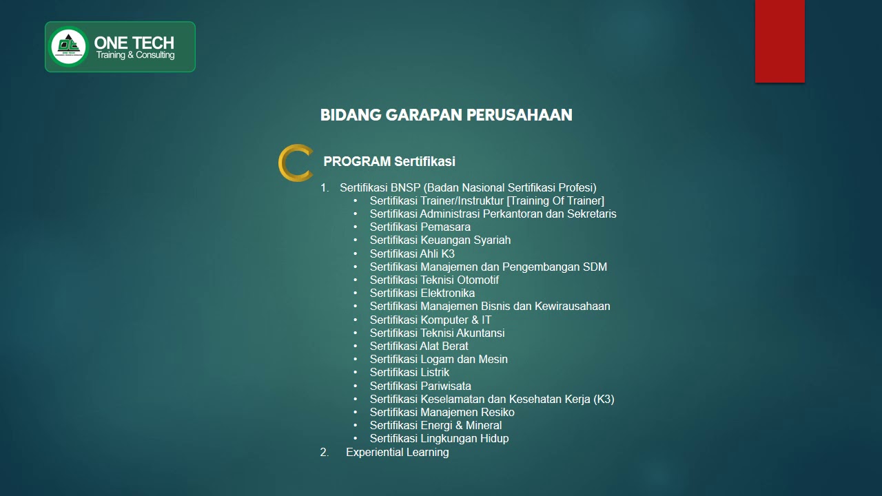 Company Profile ONE TECH Training and Consulting - YouTube