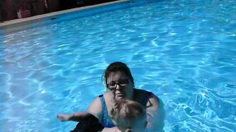 Brenton with Mommy in the pool