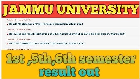 JAMMU UNIVERSITY 1st ,2nd ,5th ,6th semester result out