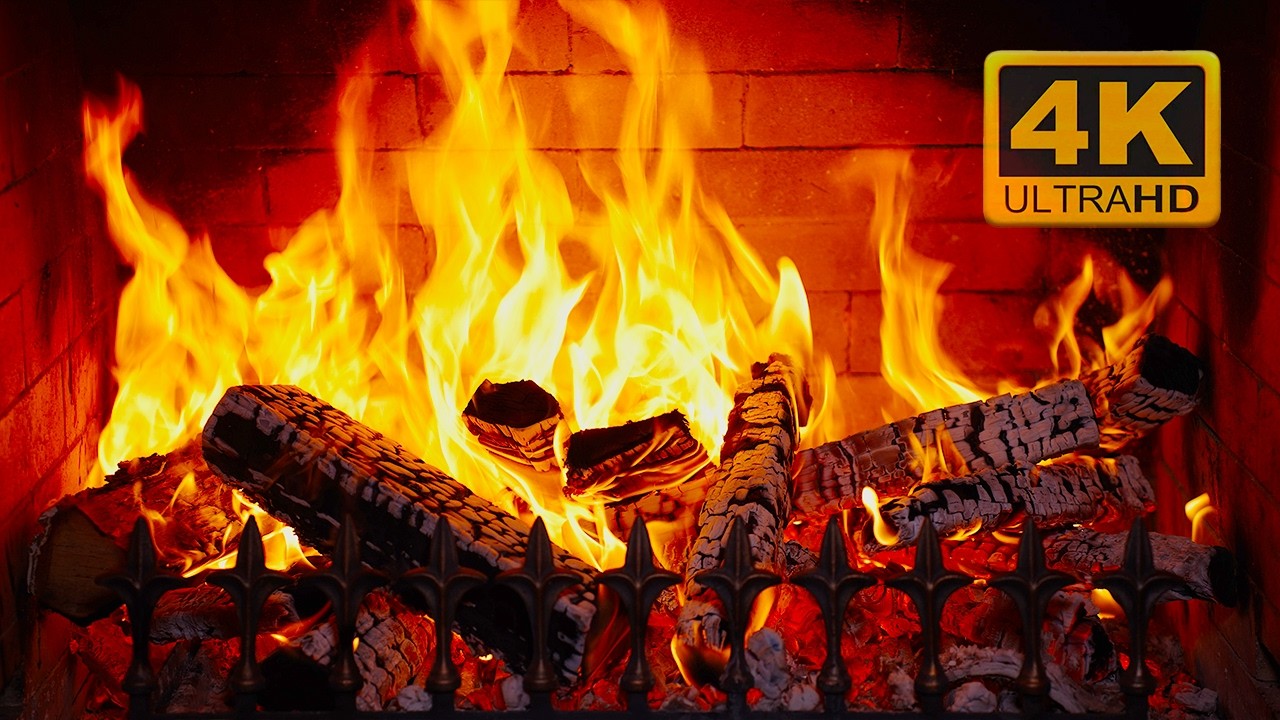 🔥 Камин 4K UHD! Камин со звуками потрескивания огня.