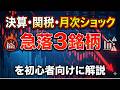 決算・関税・月次ショック|急落3銘柄を初心者向けに解説(ツルハHD・SUBARU・神戸物産)