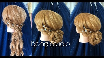 Hướng dẫn bới tóc cô dâu đơn giản |cách làm ra 2 mẫu tóc cột và bới| Bông Studio