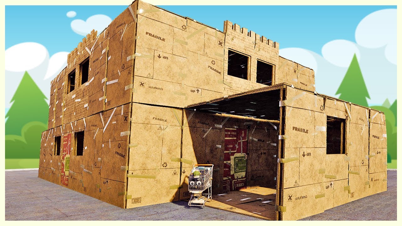 ⁣Building The Worlds Largest Cardboard Box Fort - Base Building & Recruiting - Bum Simulator