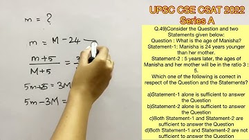 UPSC CSE Prelims - CSAT 2022 Q.49)Consider the Question ... #aptitude #upscaptitude #upsccsat