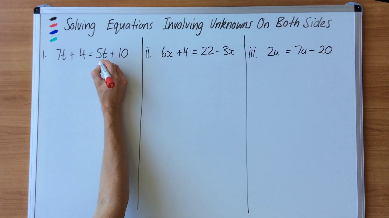Solving equations involving unknowns on both sides - YouTube