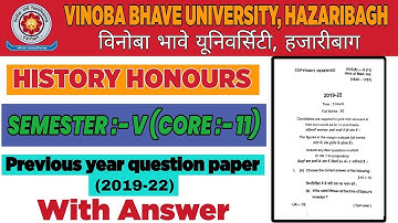 VBU UG Semester 5 History Honours Core 11 Previous Year Question Paper  2019-22 With Answer