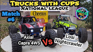 Trucks With Cups match #6. Axial Capra 4WS vs Losi Nightcrawler at Crawler County backyard course