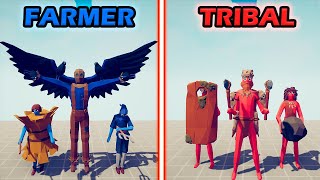 FARMER TEAM vs TRIBAL TEAM  Totally Accurate Battle Simulator | TABS