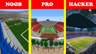 FOOTBALL STADIUM ARENA HOUSE BUILD CHALLENGE - NOOB vs PRO vs HACKER / Minecraft Battle Animation